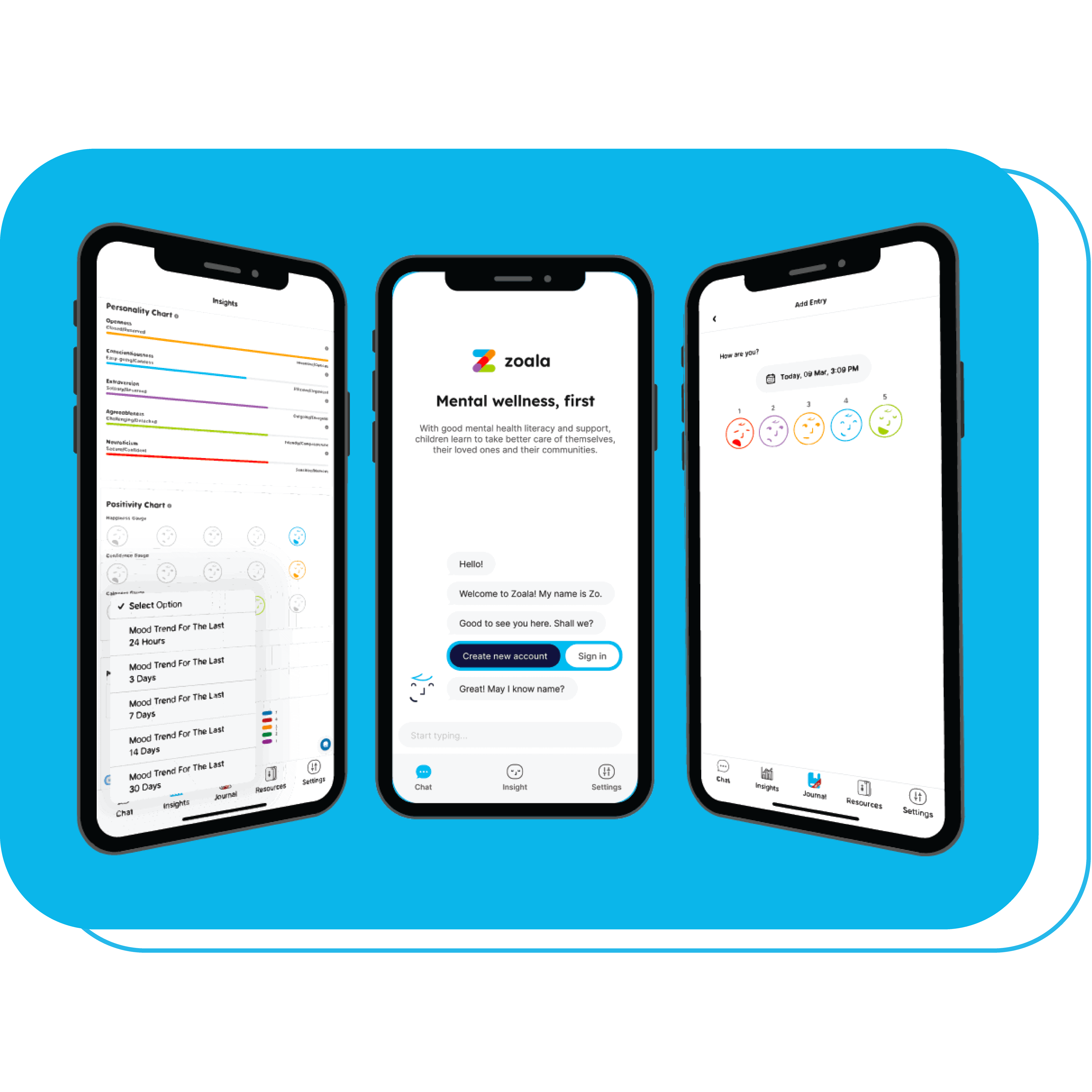 Mental health dashboard, AI chatbot and vibe check features of Zoala
